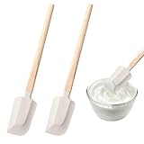 2 Stück Silikonspachtel Mit Holzgriff,Teigschaber Klein Schmal Küche Silikon Löffel Kochen,Teigschaber Schmal,Fur Gläser, Smoothies, Mixer Kochen, Backen, Marmelade Rühren Rührwerkzeuge