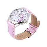 LIFKOME Kinderarmbanduhr Einhorn Motiv Verstellbares Lederarmband Präzise Quarzuhr Niedliche Uhr für Mädchen als und Modisches Handgelenksdekorationsaccessoire