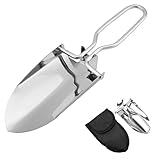 Klappspaten Klein, Mini Gartenschaufel, Edelstahl Camping Schaufel mit Gürtel Tasche, Faltschaufel Handschaufel Pflanzkelle Campingspaten für Garten Blumenkelle Camping Outdoor