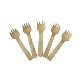 Ipetboom 100Pcs Zubehör für Partygabeln Nachhaltige Besteckalternative Geburtstagsfeier Einweggeschirr Holzbesteck für Puddings Holzbesteck für Käse Holzgabeln Gabeln für Kuchen Hölzern