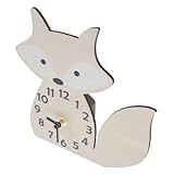 SAFIGLE Holz wanduhr Fuchsform Lautlos Batterie Betrieben Dekorative Wanduhr für Wohnzimmer Schlafzimmer Kinderzimmer Einfache Montage Vielseitige Holzfigur Uhr für Zuhause und Büro