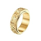Tolldek Trauringe Herren 8MM, Viking Spinner Ring Eheringe Pärchenringe, Edelstahl Verlobungsring Partnerringe Gold für Mann, Größe 65 (20.7)