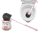 Langer Griff WC Schrubber Set Stehend | Toilettenschüsselbürste und Halter | Wandmontage Badreiniger | Badezimmer Bürstenhalter | Stehende WC-Bürste für Badezimmer