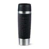 Emsa N20220 Travel Mug Classic Isolierbecher 0,5 Liter, neuer Komfort-Schraubverschluss, Edelstahl, 6h heiß und 12h kühl, 100% dicht, spülmaschinenfest, 360°-Trinköffnung, Schwarz