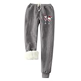 Generisch Thermo Strumpfhose Damen Winter Gefütterte Jogginghose Damen Fleece Freizeithose Weihnachten Hosen Elegant Dicker Thermohose Frauen Warm Kuschelige Damenhosen Mit Gummizug Haushose
