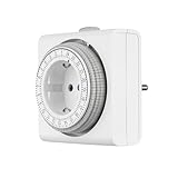 REV Zeitschaltuhr Steckdose – 24h Format, 96 Zeiten a 15min – mechanischer Timer Steckdose, 230VAC, max. 16A/3680W, weiß, Weiss