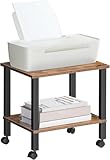 HOOBRO 2 Ebenen Druckertisch, Druckerwagen mit arretierbaren Rädern, Druckerständer unter Schreibtisch, Drucker Regal, Druckerhalter 38 x 28 x 38 cm, für Büro, Fax, Dunkelbraun und Schwarz EBF38PS01