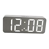OSOLADY LED Tischuhr Mit Spiegelnder Oberfläche Digitalwecker Mit Kalender Und Temperaturanzeige Batteriefrei Elegantes Design Tischuhr Für Wohn