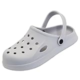Weiche Garten-Clogs für Damen und Herren, rutschfeste Schuhe Fersenriemen Pantoletten Sandalen Leichte Hausschuhe Outdoor Slides, grau, 37.5/40 EU