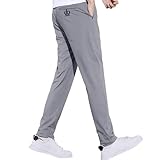 Herren-Sporthose mit Taschen, Wanderhose für Herren, elastische Jogginghose, leichte und atmungsaktive Reisehose, elastische Hose, dunkelgrau, L