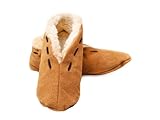 HomeOfSocks Leder Hausschuhe Herren und Damen | Obermaterial 100% Wildleder - Warme Mokassins Hüttenschuhe mit Fleece Innenfutter | Gr. 41