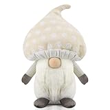 Gehydy Wichtel Pilze Handgemachte Sommer Zwerg GNOME Plüsch Deko Haus Ornamente Geschenk Urlaub Figuren Puppe Dekorationen - Weiß