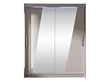 Mirjan24 Kleiderschrank Westa XIV, Frontspiegel, Schlafzimmerschrank, Garderobe, Schiebetürenschrank, Schlafzimmer, Aluminium-Gleitschienen (Cashmere + Spiegel, mit RGB LED Beleuchtung)