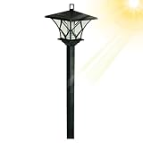 Vintage-Solar-Laternenleuchte – solarbetriebene Gartenleuchten, Außen-Pfostenleuchten für Terrasse, Hof, Weg | Robuste Stehlampe für Hinterhof- und Gartenbeleuchtung, umweltfreundliche Solarmastleucht