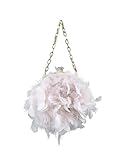 JTKSSCS Feder Handtasche Feder Handtasche Mini Mode Elegante Luxuriöse Geldbörse Party Blume(Pink)