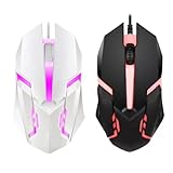 TROGN 1 x Gaming-Maus mit 3 Tasten, LED-Hintergrundbeleuchtung, kabelgebunden, USB-Kabel, für Desktop-Stummschaltung, Büro, Computer, Maus, Laptop, Gaming