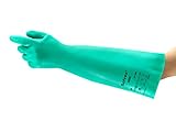 Ansell AlphaTec 37-185 Nitril-Arbeitshandschuhe, Industrie Chemikalien und Lebensmitteln, Chemikalien-Schutz Latexfrei, Chemie-Handschuh Säurefest, Damen Herren, Grün, Größe L (1 Paar)