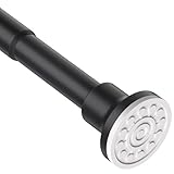 Duschvorhangstange Schwarz Matt，Verstellbar Teleskop-Duschvorhangstange 74-255cm， Duschvorhangstange Ohne Bohren und Rostfrei für Badezimmer, Fenster