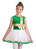 inhzoy Mädchen Weihnachtskleid ärmellos Glitzer Schleife Tutu Kleid Kinder Festliches Partykleid Tanzkleid Grün 134-140