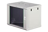 DIGITUS Netzwerk-Schrank 19 zoll 9 HE - Wandmontage - 450 mm Tiefe - Traglast 60 kg - Dynamic Basic - Glastür - Grau