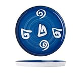 BONAD Dessertteller Handgemalte keramische Platte blau gemusterte runde Dessertgerichte Dinner-Platten Geschirr Geschirr Servierteller (Color : 10 inch Spiral)