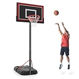 GYMAX Basketballständer höhenverstellbar 230-305 cm, Basketballkorb mit unzerbrechlicher Rückwand & befüllbarer Basis, Basketballanlage mit 2 eingebaute Räder für Erwachsene & Jugendliche, für außen
