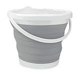 Beldray Faltbarer Eimer 10 L – Putzeimer, Pop-up-Eimer, zusammenklappbare Waschschüssel, Ideal für Camping und Festivals, Grau Weiß