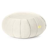 Lotuscrafts Zafu Meditationskissen Yogakissen Zen - Sitzhöhe 15cm - Yoga Zafukissen mit Dinkelfüllung - Waschbarer Bezug aus Bio-Baumwolle - GOTS Zertifiziert - Mit Bestickung