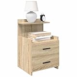 HaoChrymec Nachttische 2-TLG. mit Holzwerkstoff, Sonoma-Eiche, 2 Schubladen, Praktischer Stauraum, Kommode mit Schubladen, Nachtkonsole, für Schlafzimmer, Schwarz, 40x36.5x62 cm