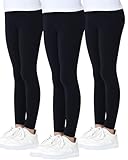 Charmi Mädchen Leggings Sport Baumwoll Hosen 3er-Pack Schwarz 122-128 (Herstellergröße 130)