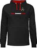 Shirtracer Pullover Herren Frauen Hoodie Kontrast zweifarbig - Fußball EM WM - Österreich Trikot Wappen | Österreicher mit Stolz | Österreichisches Fan-Motiv - 3XL - Schwarz/Rot
