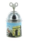 Lutèce Créations Tinkle Tonk Spieluhr oder Musikbox aus Metall mit Schlüssel oben, Feder-Musik-Mechanismus mit 18 Noten und Illustration – Die Champs Elysées (J. Dassin)
