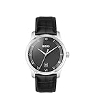 BOSS Analog Quarzuhr für Herren Kollektion Principle mit Schwarzes Lederarmband - 1514122