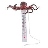 jojofuny Schwimmbecken Thermometer Großes Display Schwimmendes Octopus Design Kinderfreundlich Präzises Poolthermometer für Innen und Außenpools sowie Badebecken