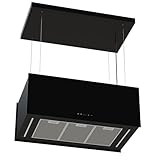 refsta 8090 KALE, Design Inselhaube, Seile, 90cm, schwarz, Glas, LED, 4 Stufen, Fernbedienung, Touch Control, 605m³/h