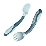 Sghtil Babygabel und Löffel-Set – biegbarer Babylöffel für die erste Stufe, ergonomischer Griff, Lernbesteck für und Mädchen, LED-Entwöhnungsutensilien-Set für die erste Stufe