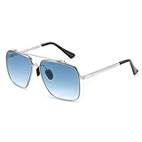 FEISEDY Retro 70er Jahre Sonnenbrille Herren Vintage 80er Square Brille mit UV400 Schutz B4145