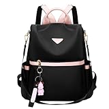 Leathario Rucksakck Damen klein,Diebstahlsicher Cityrucksack,Wasserdichtere Rucksackhandtasche,Eleganter Tagesrucksack für Büro,Pendeln,Arbeit,Backpack Women für Reisen,Einkaufen,Schwarz