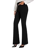 SAFORT Damen Yogahose Bootcut Stretch Hose Schlaghose Damen Jazzpants Lang Casual Büro Anzughose Elegante Schlaghose Stoffhose Hohe Taille Sporthose mit Taschen, 86cm, Schwarz, XXL