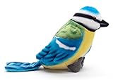 Uni-Toys - 'Peep' - Blaumeise - 10 cm (Höhe) - Plüsch-Vogel, Meise - Plüschtier, Kuscheltier