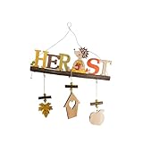 HEITMANN DECO Herbstliches Wandschild zum Aufhängen – Holz-Deko mit Schriftzug und Anhängern – bunt bemalt – Tür- & Wanddeko für den Herbst
