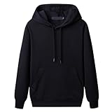 Generisch Pullover Herren Sweatshirt Einfarbig Langarm Rundhals Pulli Übergangsjacke Herbst Winter Kapuzenpullover Locker Casual Oberteil Sport Kapuze Bluse Tops Streetwear Teenager Mädchen