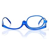 Wisebom Klappbaren Make Up Schminkbrille, Vergrößerungs-Kosmetik-Lesebrille Drehbare Einscheiben-Schminkbrille Faltbare Augen Make up Brille Lesebrille Rotierende für Frauen, Blau + 1.0