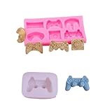 Hsupez 2 Stück Silikonformen Gamepad Backform Game Controller Kuchenform Silikon Form 3D Kuchenbackform Mousse Videospiel Motivbackformen Gelee Dessert Seifenform Geburtstag