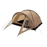 ECD Germany Campingzelt für 3 Personen 210x180x120 cm Khaki/Beige-Grau, Familienzelt leicht, wasserdicht & winddicht, Kuppelzelt mit verschließbarem Vorraum, Iglu-Zelt mit Lüftungshutzen & Moskitonetz