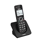 VTech ES2000 DECT Schnurloses Telefon mit Anrufsperre, Lautstärkeregelung, Anrufer-ID/Anklopfen, 18 Stunden Sprechzeit, Kurzwahl, hintergrundbeleuchtetes Display und Tastatur, ECO-Modus, Schwarz