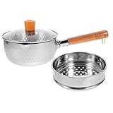 TOPBATHY Japanischer Edelstahl suppentopf mit Doppeltem Boden Hitzebeständigem Glasdeckel und Dampfeinsatz Kleiner Tragbarer Kochtopf für Babynahrung und Vielseitige Küchenanwendung