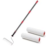 Farbroller, 70-120cm Farbroller Teleskopstange Malerrolle Multifunktions Farbroller Set mit Haus Farbe Roller Pinsel Edelstahl Stange für Wände und Decken，Grau