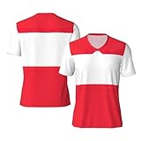 Herren-Trikot mit Österreichischer Flagge, Fußballtrikot, V-Ausschnitt, kurze Ärmel, lockere Passform, Schwarz , L