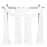 Showgeous 2 Packs Querbehang Cremeweiß 73cmx580cm Tüll Foto Hintergrund Hochzeit Vorhang Deko Weiss Chiffon-Stoff Hochzeitsbogen Gardinen für Laube Hochzeit Torbogen Zeremonie Fotografie Party